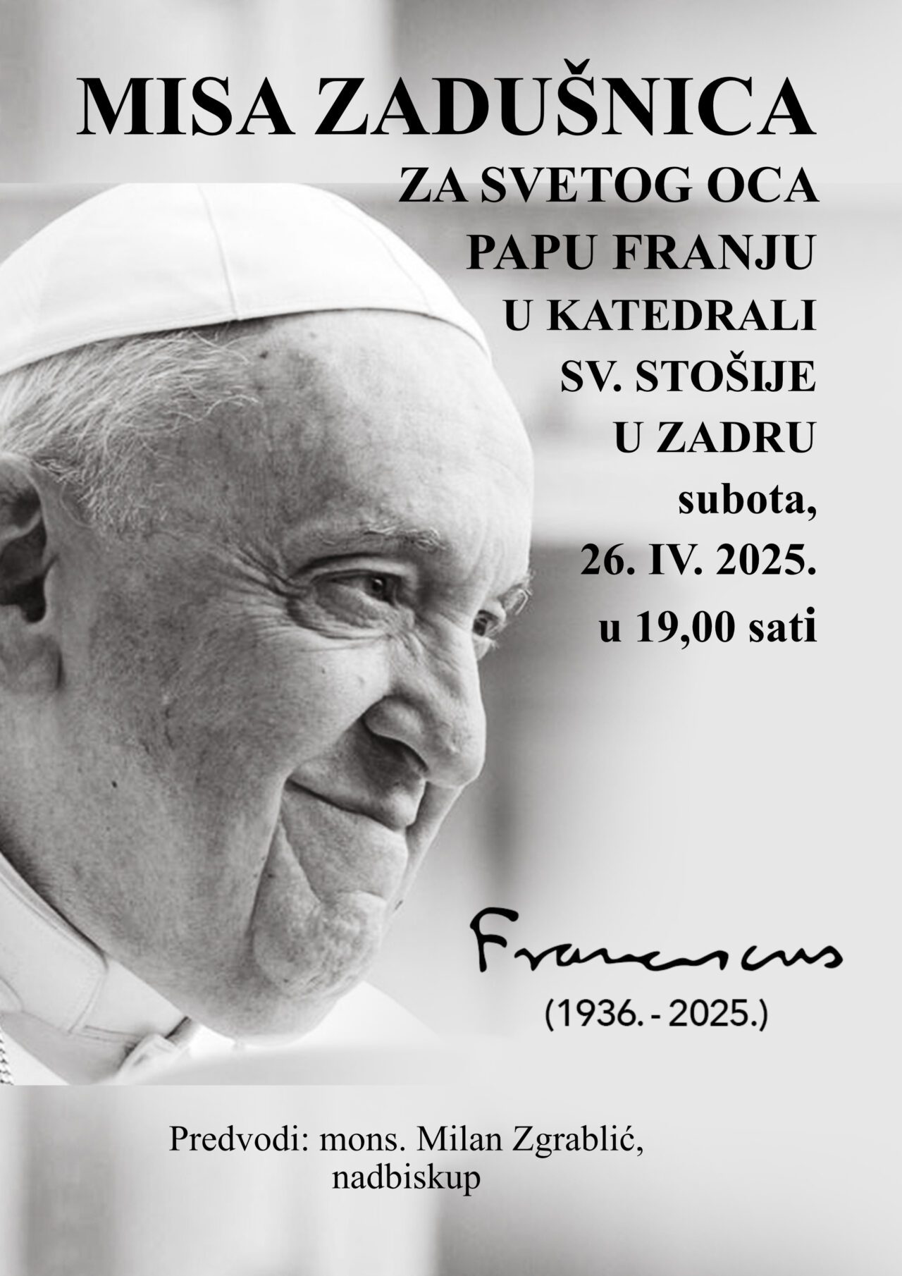 Misa zadušnica za papu Franju